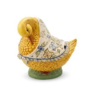 VTG Ceramic Duck Soup Cookie Jar Tureen Scark Punch Bowl Country Goose 13"